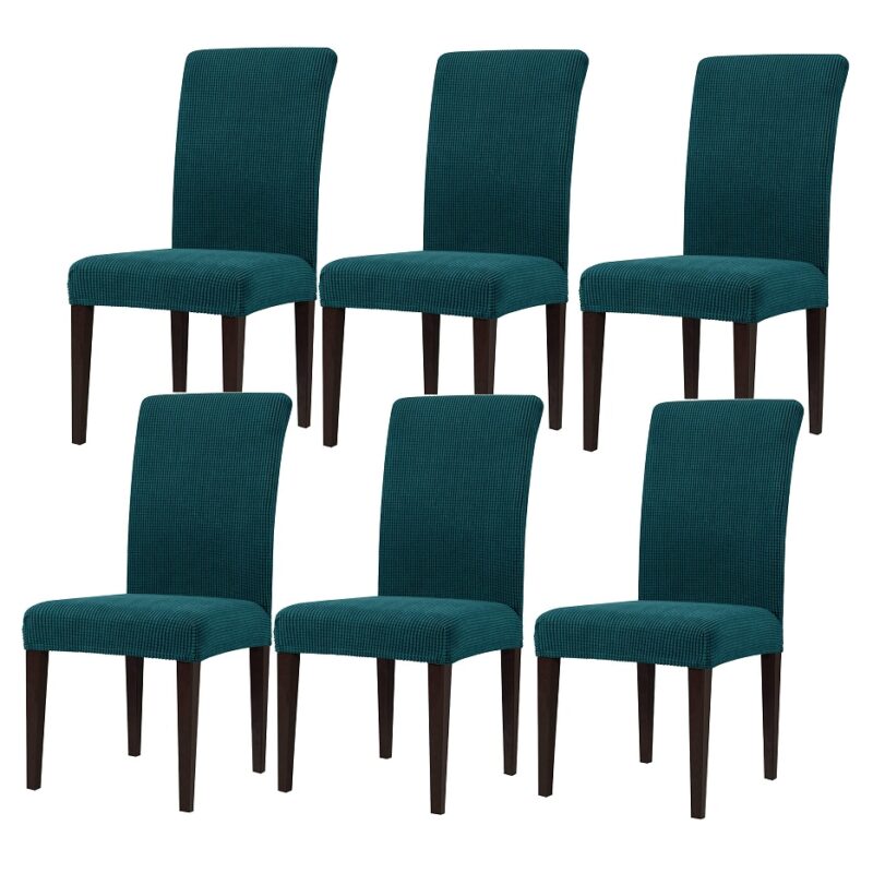 Set 6 Huse Scaun Universale GALAXIA®, Elastice, Din Bumbac Embosat, Turcoaz