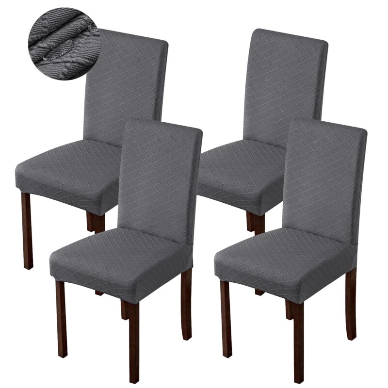 Set 6 huse universale pentru scaun, ZUNSEAT, din bumbac si elastan, Spandex, Gri