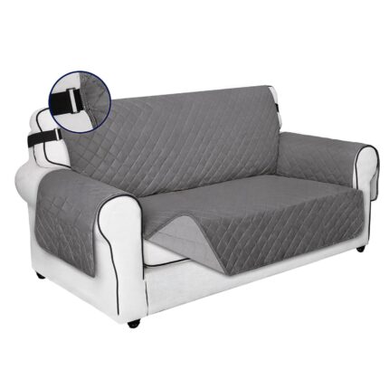 Husa de protectie pentru canapea, Axroad Mall, 2 locuri, Usor de curatat, Anti-alunecare, Cu elastice fixare, Impermeabila, Placuta la atingere, Poliester, Latime 116cm, Gri