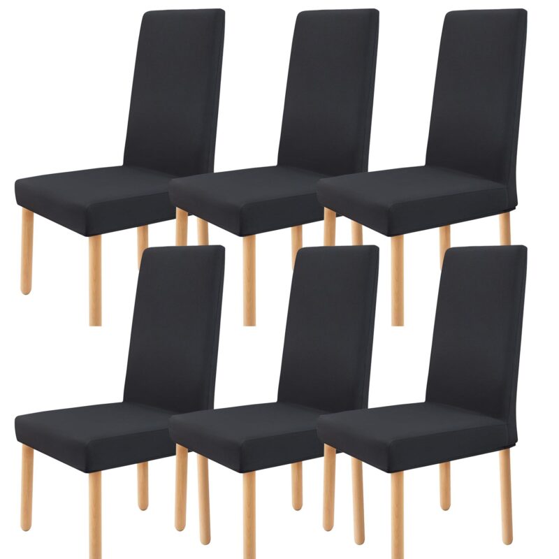Set 6 Huse Scaune, ZUNSEAT, Poliester, 45-55x30-45cm, Negru