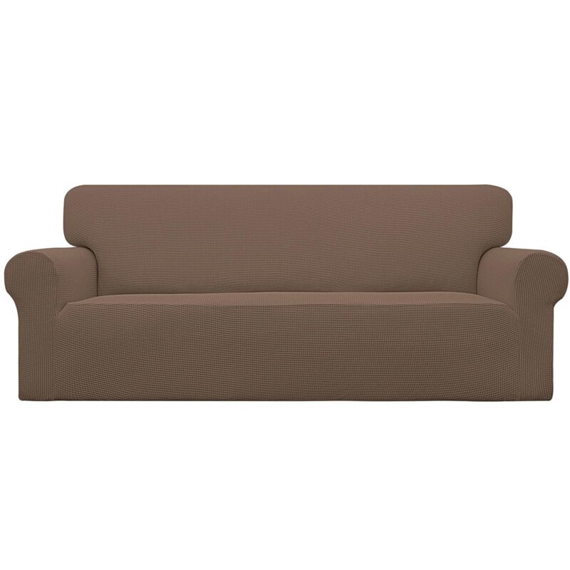 Husa canapea 3 locuri, Vaxiuja, poliester, elastica, lungime intre 180-230 cm, Maro