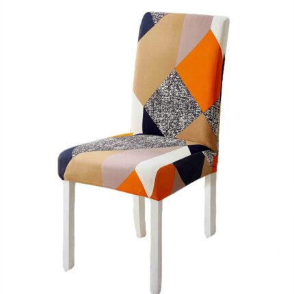Set 6 huse universale pentru scaun, din bumbac si elastan, HS6-17, multicolor, 55 x 45 cm