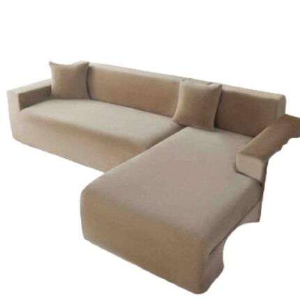 Set 2 Huse Premium Din Catifea Pentru Coltar 130X180cm/180x230cm, Bej + 2 Huse De Perna