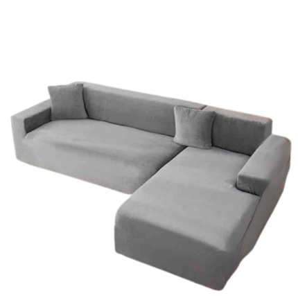 Husa elastica pentru coltar, Jojo Home, Catifea, Uni, L/M, 130X180cm/180x230cm, Gri
