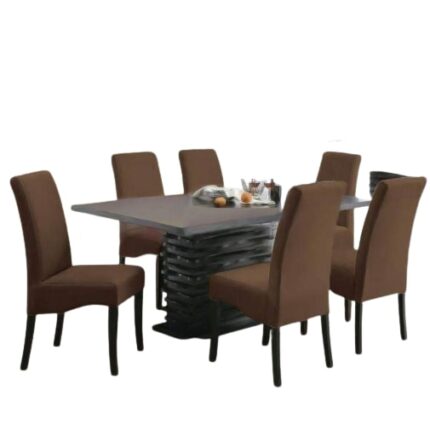 Set 6 Huse Scaun Universale, Din Bumbac Embosat, Maro inchis, 40x40x50 cm