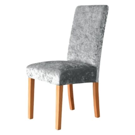 Set 4 huse de scaun, Catifea Fina, Uni Stralucitor, Gri Deschis