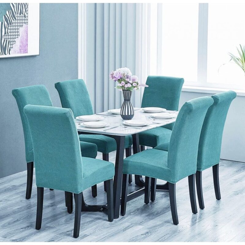 Set 6 huse pentru scaune, universale, Culoare Turcoaz