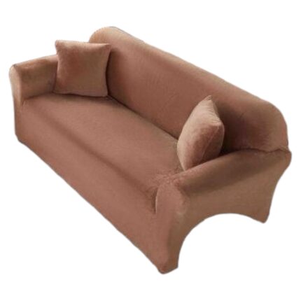 Husa Premium Catifea Pentru Canapea 2 Locuri + Husa De Perna 130-180 cm, Maro Deschis