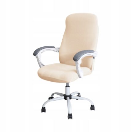 Husa pentru scaun birou Velor, Elastan, Crem