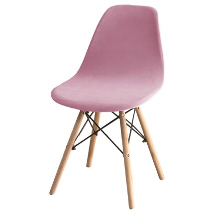Husa Elastica Scaun Rotund din Catifea RS1/2, Universala, Protectie pentru Scaune de Bucatarie si Dining, Roz