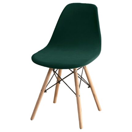 Husa Elastica Scaun Rotund din Catifea RS1/2, Universala, Protectie pentru Scaune de Bucatarie si Dining, Verde