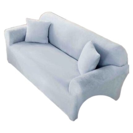 Husa Premium Catifea Pentru Canapea 3 Locuri 180-230 cm, Gri Deschis + Husa De Perna