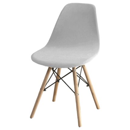 Husa Elastica Scaun Rotund din Catifea RS1/2, Universala, Protectie pentru Scaune de Bucatarie si Dining, Gri deschis