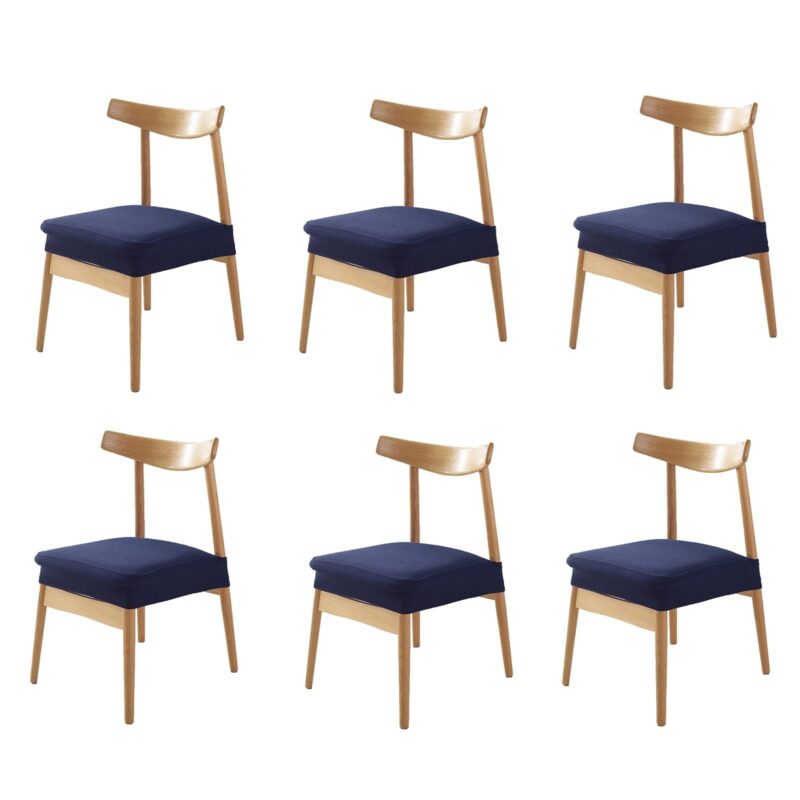 Set 6 Huse Scaun Universale, SINBINTA, Elastica ridicata, Impermeabil, Moale, Respirabil, Durabil si rezistent la riduri, Se spala cu apa, Pentru hoteluri, intalniri, petreceri aniversare, nunti, Poliester, 35-48cm, Albastru inchis