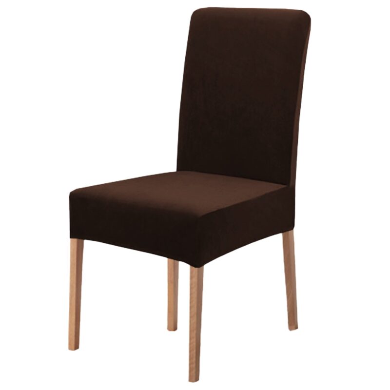 Husa Elastica Scaun din Catifea DS1, Universala, Protectie pentru Scaune de Bucatarie si Dining, Maro