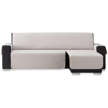 Husa coltar matlasata cu sezlong pe partea dreapta sau stanga Sofazip, Lungime 200 cm, Ivory