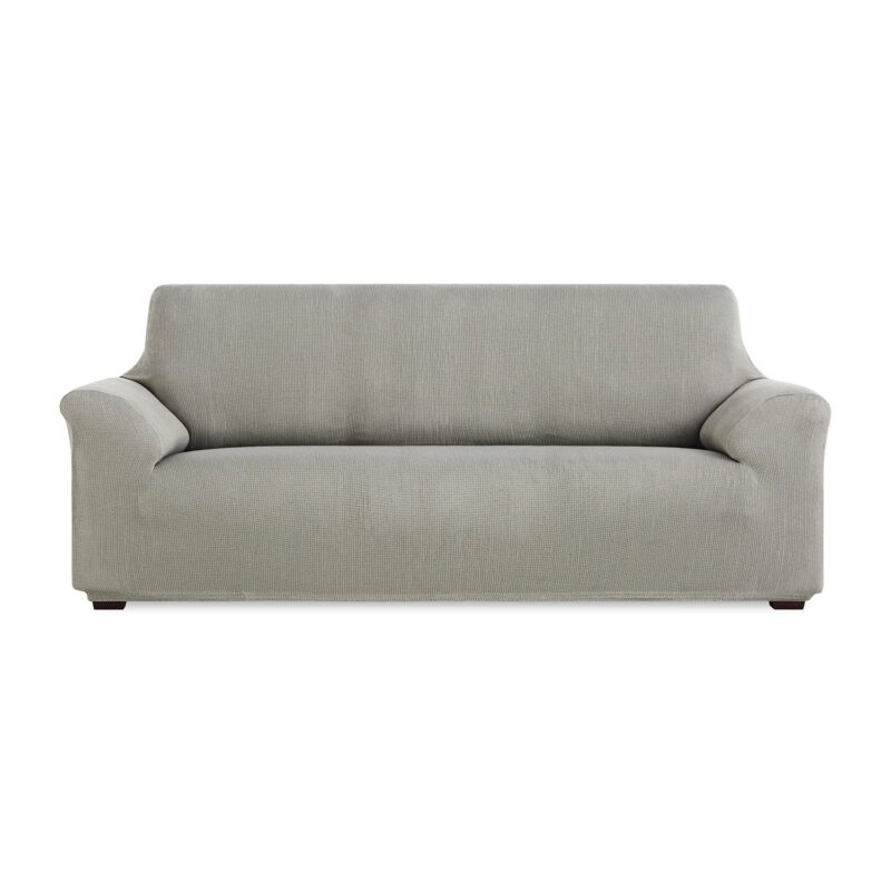 Husa canapea 3 locuri Sofazip Mondo, Lungime intre 180 - 220 cm, Elastica, Gri deschis