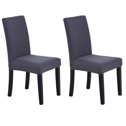 Huse pentru scaune de sufragerie Slipcover Stretch Ronyes®, 2 piese, Gri inchis