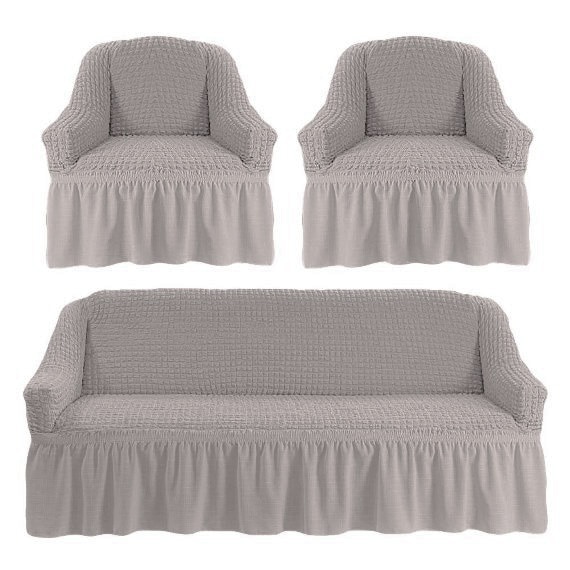Set huse pentru canapele 3 locuri si 2 fotolii, gri, elastica