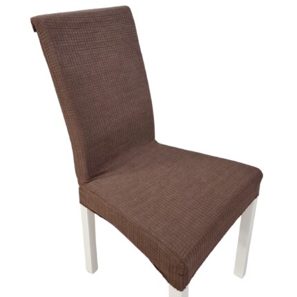 Set 6 Huse Scaun Universale Premium, Din Bumbac Embosat, Maro inchis, 40x40x50 cm