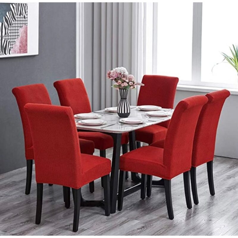 Set 6 huse pentru scaune, universale, Culoare Rosu