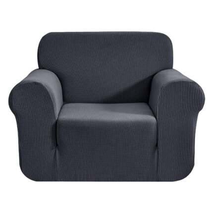 Husa fotoliu puf, SINBINTA, Respirabil, Moale, Prietenos cu pielea, Durabil, rezistent la zgarieturi, potrivire elastica, Acoperire completa la 360 de grade, Spandex/Poliester, 90-140cm, Gri inchis