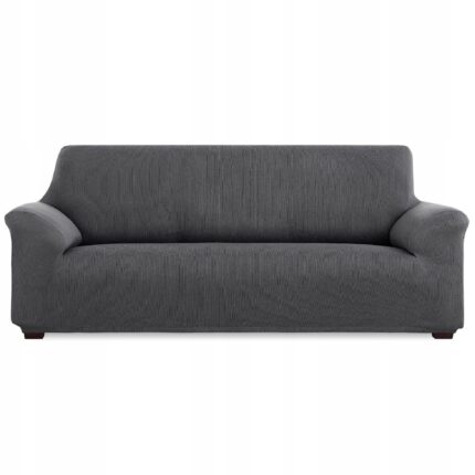 Husa elastica pentru canapea, 4 locuri, 220-250 cm, Poliester/Bumbac/Elastan, Gri inchis