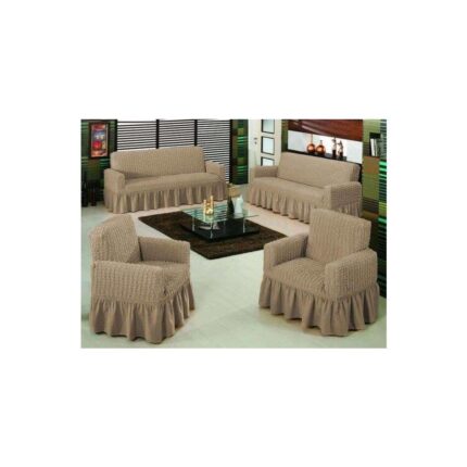 Set huse 4 piese, 3211 - huse canapele 3 locuri si 2 locuri, 2 fotolii - Model Uni Bej