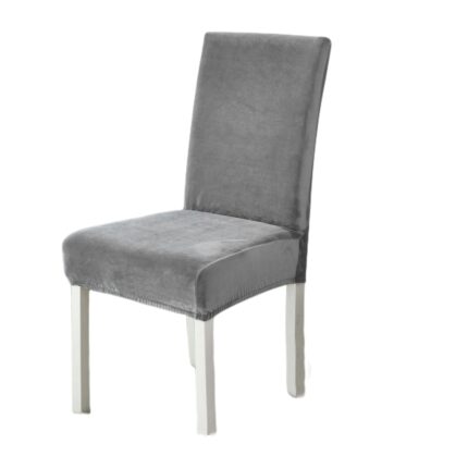 Set 4 huse universale pentru scaun, din catifea, CATI06, gri beton, 55x45 cm