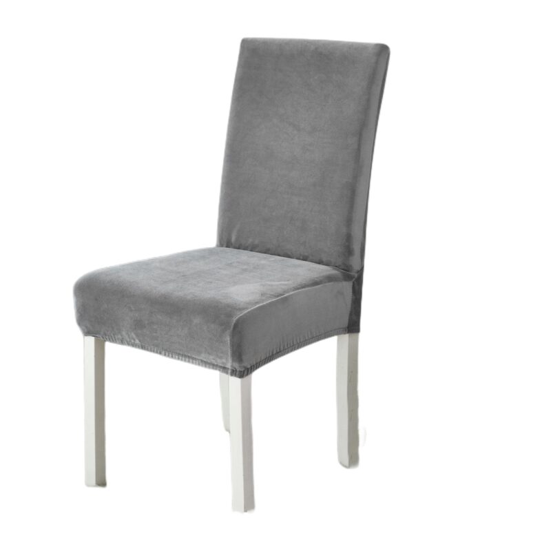 Set 4 huse universale pentru scaun, din catifea, CATI06, gri beton, 55x45 cm