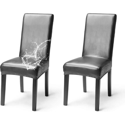 Set 2 huse scaun, Piele artificiala, Gri
