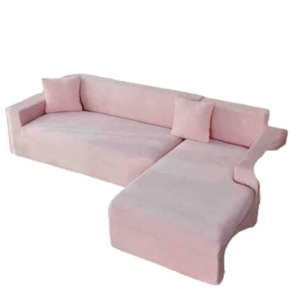 Set 2 Huse Premium Din Catifea Pentru Coltar 130X180cm/180x230cm, Roz Pudra + 2 Huse De Perna