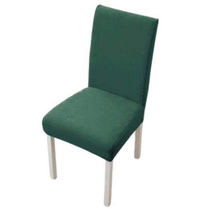 Set 6 huse pentru scaune, Uni, Poliester cu Elastan, Verde Smarald