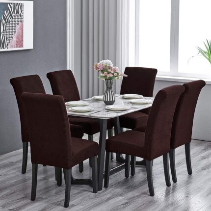 Set Huse Elastice, 6 Scaune HS20, Maro inchis, 55 x 45 cm