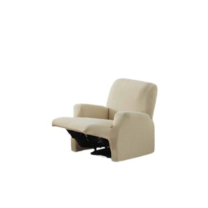 Husa fotoliu microfibra Sofazip, Lungime spatar intre 65 - 90 cm, Elastica, model recliner, Bej