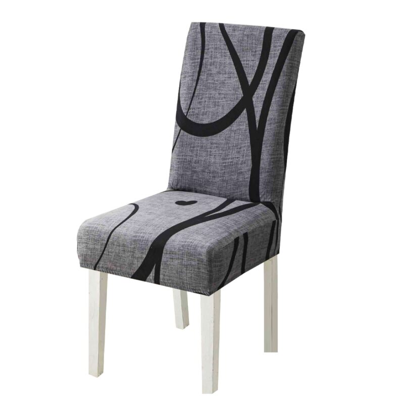 Set 6 huse universale pentru scaun, bumbac si elastan, HS6-39, imprimeu, 55 x 45 cm