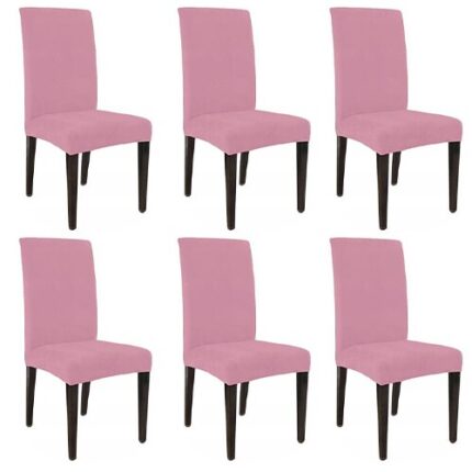 Set de 6 Husa scaun, Velor, Elastan, Roz