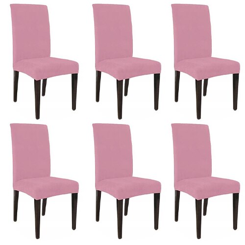 Set de 6 Husa scaun, Velor, Elastan, Roz