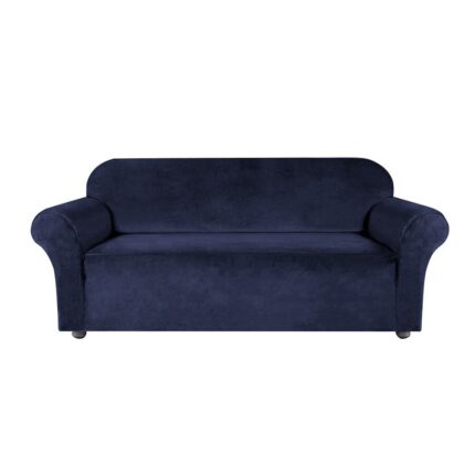 Husa pentru canapea cu doua locuri, Ubieramy Meble, Velur, 145 - 185 cm, Bleumarin