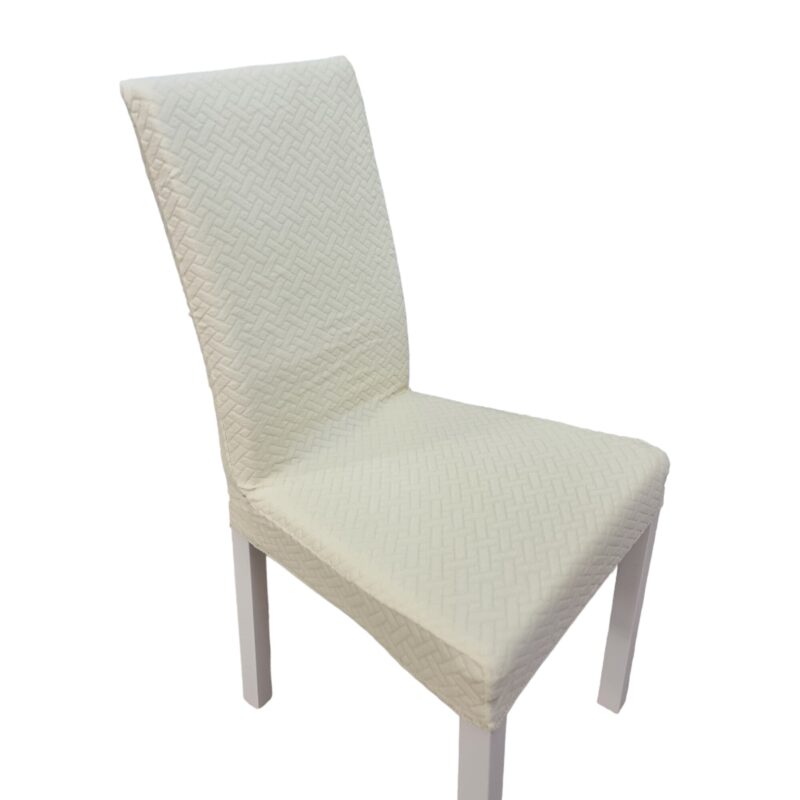 Set 6 Huse Universale Pentru Scaun Jacquard Ivoire, 50x40x40 cm