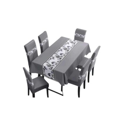 Set 6xHuse scaune/1xFata de masa, FolkertFortuna, 150cmx220cm, 40cmx40cmx50cm, Gri