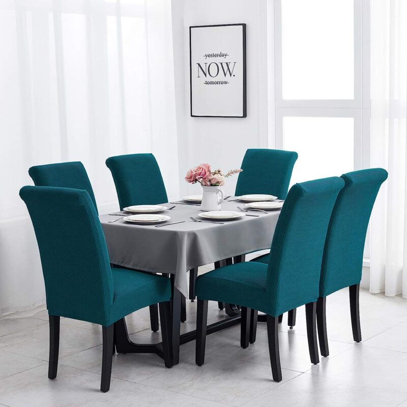 Set 6 Huse Universale Blackstore® Supra-Elastice, pentru Scaune Rotunde sau Patrate, Material Gofrat, Vernil