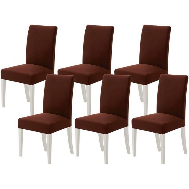 Set de 6 huse detasabile pentru scaune, lavabile, durabile, moderne, curry