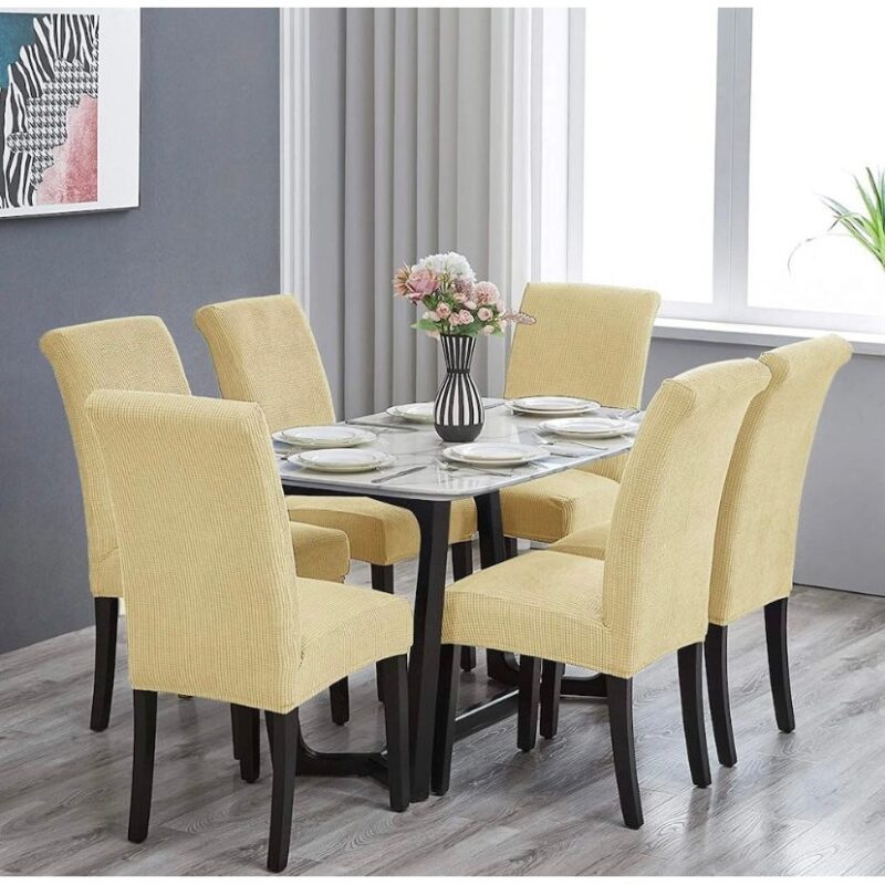 Set 6 huse pentru scaune, universale, Culoare Crem