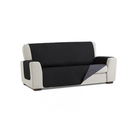 Husa matlasata canapea 2 locuri Sofazip, Lungime 110 cm, Reversibila 2 culori, Negru-Gri