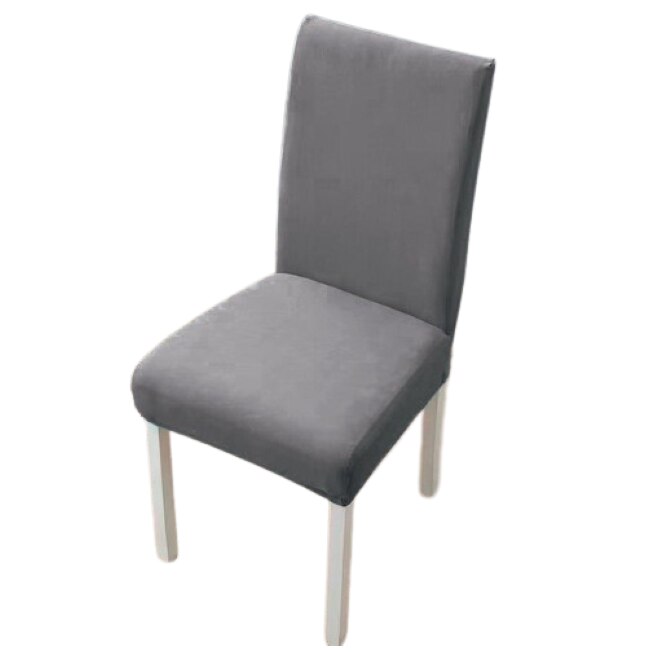 Set 4 huse pentru scaune, Uni, Poliester cu Elastan, Gri Deschis