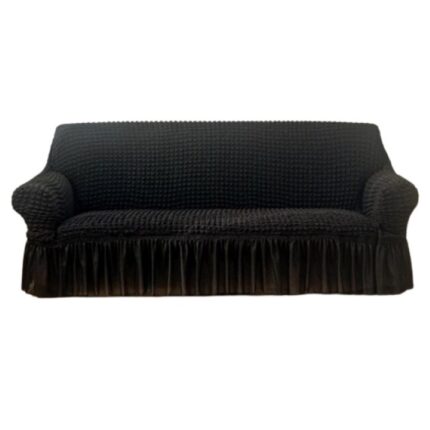 Husa canapea, 3locuri-180x230cm, Creponat cu Volanase, Poliester cu Licra, Negru