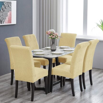 Set Huse Elastice, 6 Scaune HS18, Alb Crem, 55 x 45 cm