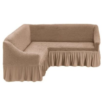 Husa coltar bumbac elasticizat - Model Uni Cappuccino