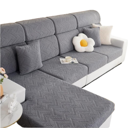 Husa elastica pentru spatar canapea in forma de L, 50-90 cm, protector anti-alunecare pentru mobilier, gri inchis